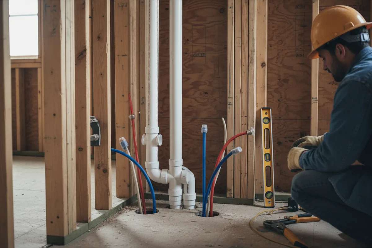 Drain and supply rough-in during Leak Detection in Ashippun